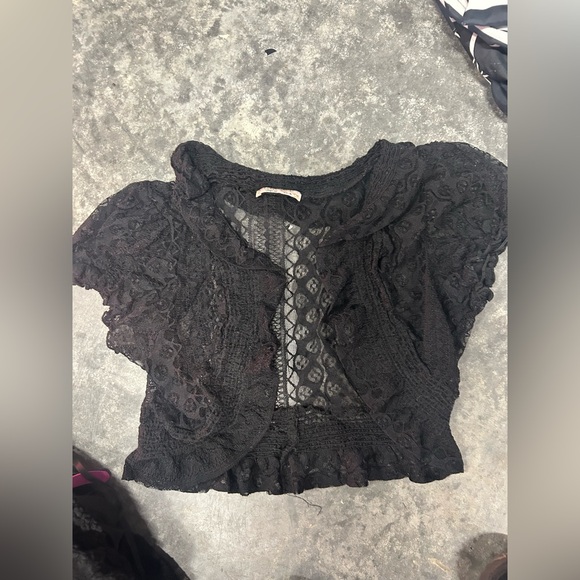 1X long lace black dress + black cape lace bolero type crop jacket goth CURRENT - Picture 3 of 16